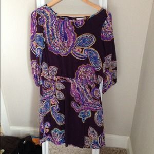 Silk paisley print shift dress