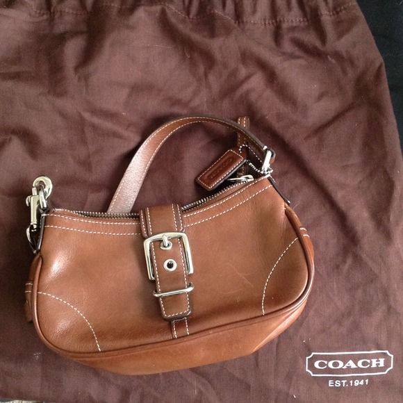Coach brown leather small shoulder handbag - Picture 1 of 1