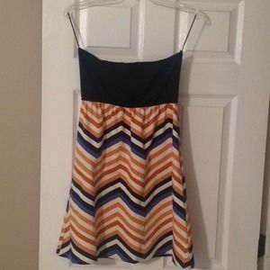 Judith March navy & orange chevron dress