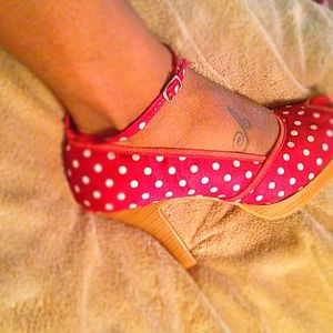 Polka dot heels ..great deal!