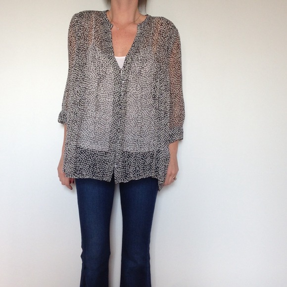 Joie Printed Sheer Silk Top Size Small.