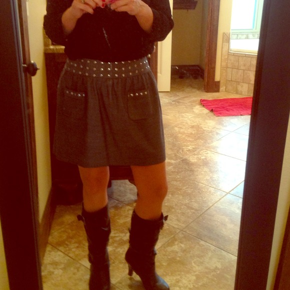 Black and grey studded skirt