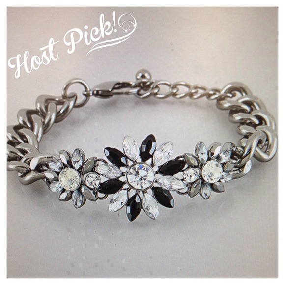 nickel tone Shourouk flower bracelet - Picture 2 of 4