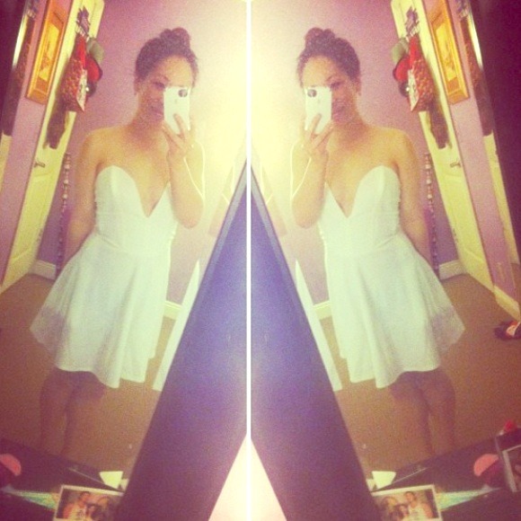 Deep V skater dress