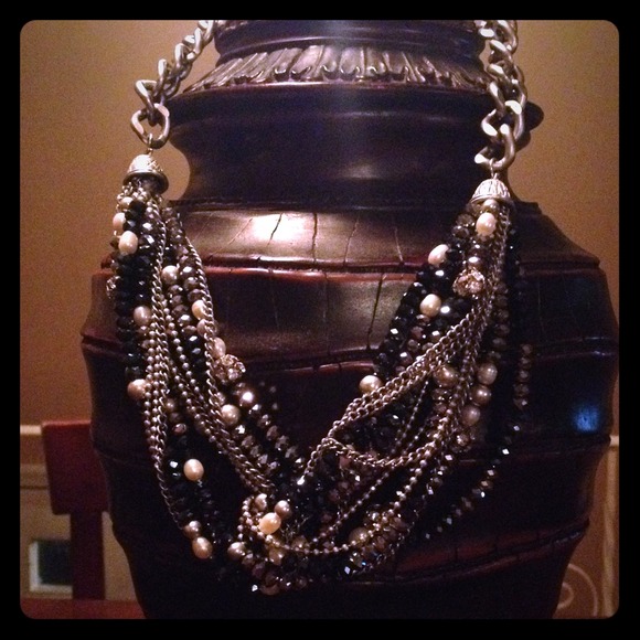 Silver and stoned necklace