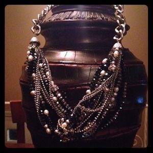 Silver and stoned necklace