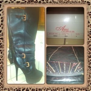 Brand new knee high boots w/ clutch