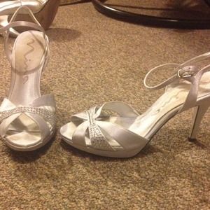 Silver heels. Worn once.