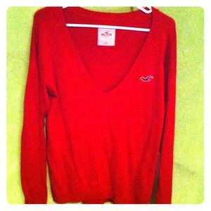 Super cute V-Neck Red Hollister Sweater!