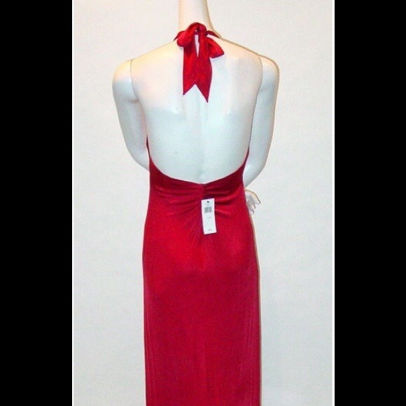 Red full length dress
