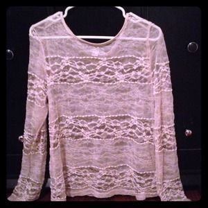 White Lace, transparent, long sleeve top