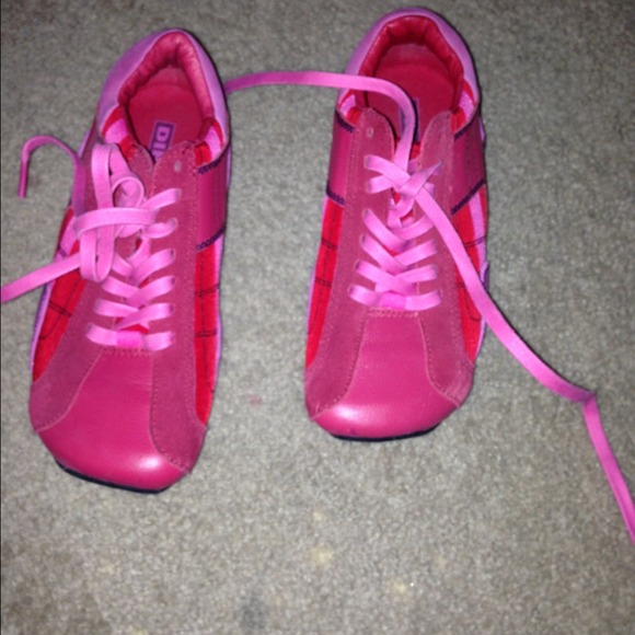 Leather and suede Diesel tennis shoes.