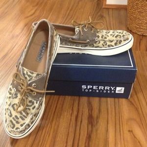 Animal print sperry top siders