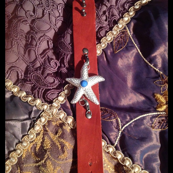 Bohemian leather & silver Starfish bracelet - Picture 2 of 3