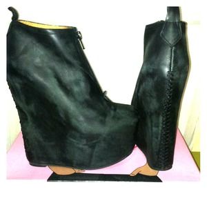 Jeffrey Campbell zip 99-Two Black Washed booties