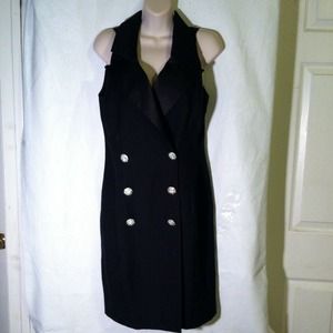 Vintage Francais sleeveless black dress