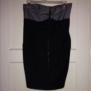 Black and grey strapless dress