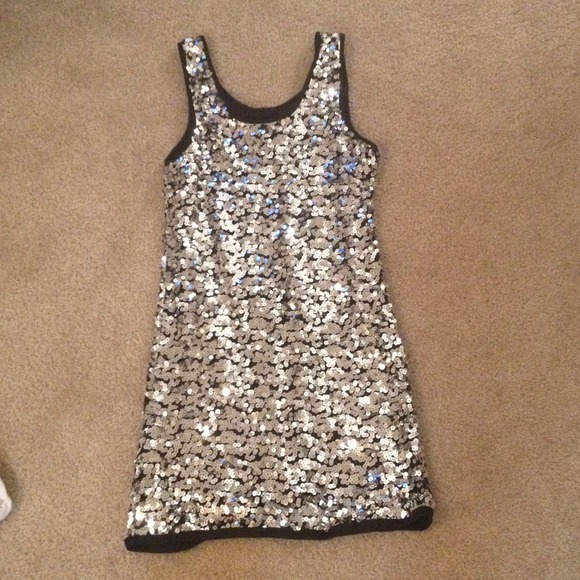 Silver Sequin and Black Party Dress
