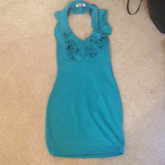Ruffled teal dress