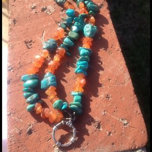 Triple Threat turquoise & carnelian bracelet