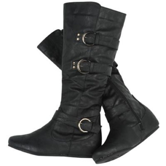 🍂Fall Find🍂Black 3buckle leather knee high boots