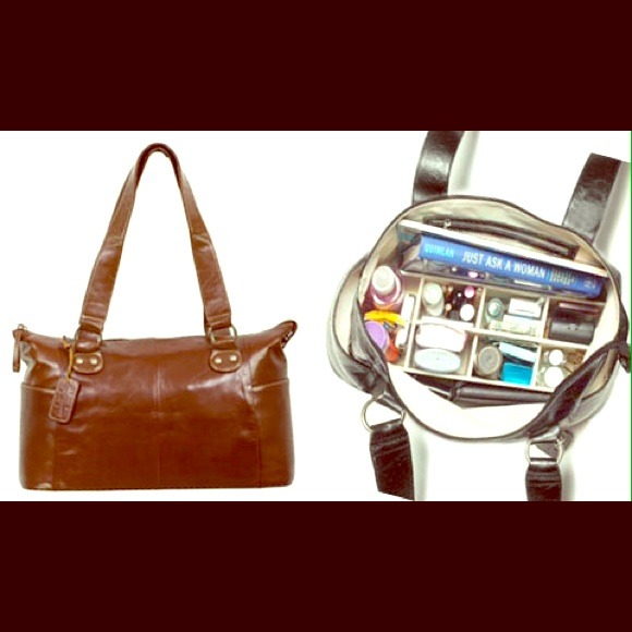 SOLD in bundle: Coffee Leather Butler Bag - Picture 1 of 4