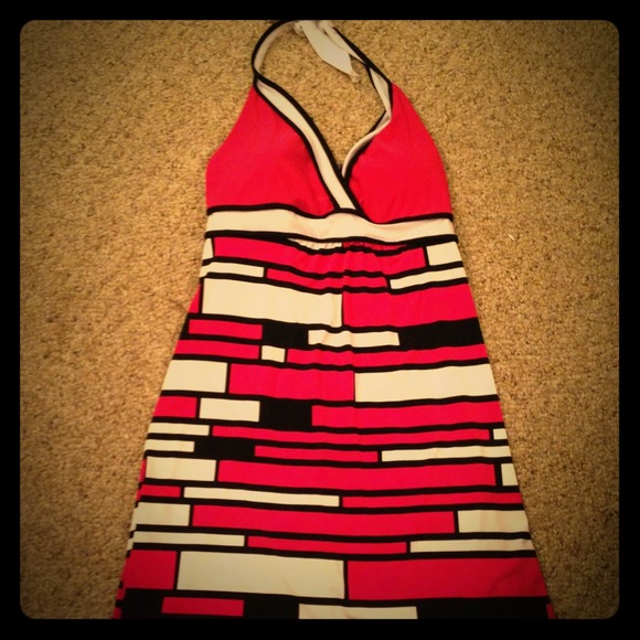 Geometric Pattern Halter Dress