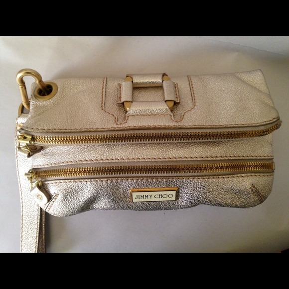 🔴Sold authentic jimmy choo light gold clutch