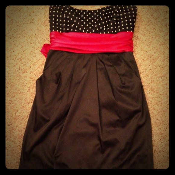 Black, Red, and White Polka Dot Dress