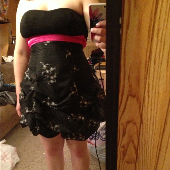 Black Dress with Pink Sash