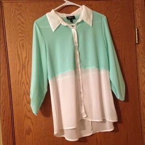 Seafoam sheer blouse