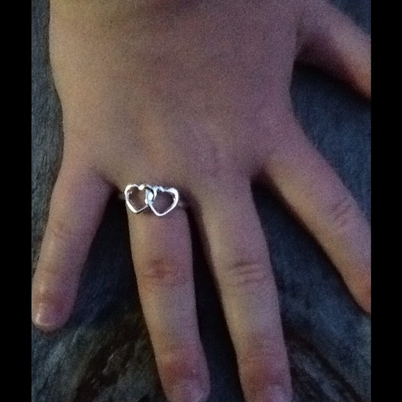 Sterling double heart ring