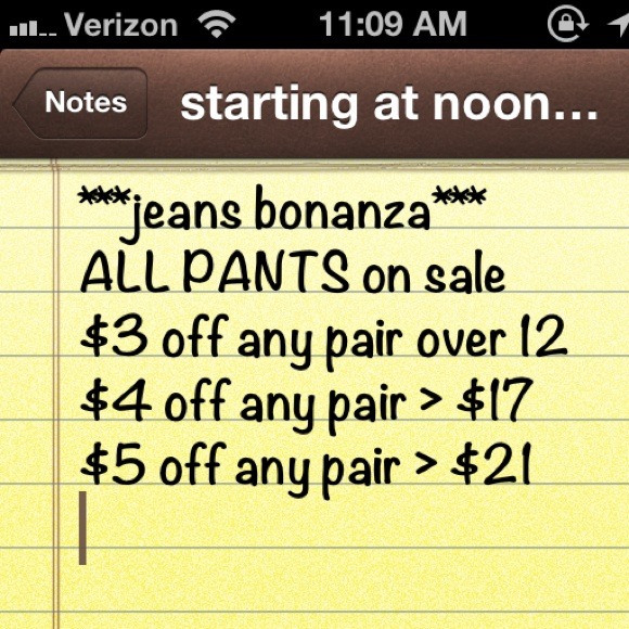 Pants sale until 10/31