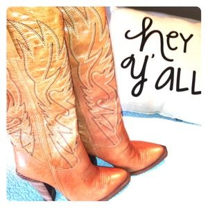 Cowboy knee high boots. 4" heel. VERY GENTLY WORN!