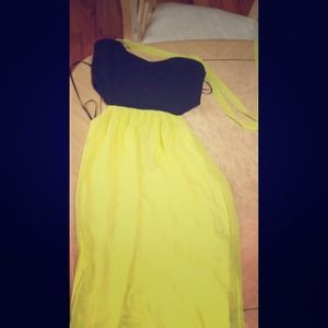 black and yellow maxi dress