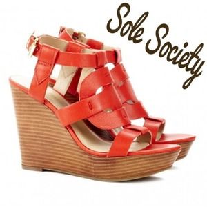 Sole Society Cut Out Red Wedge