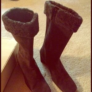 Banana Republic grey suede boots with wedge heel