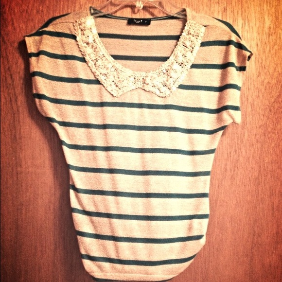 Teal & Gold striped shirt with a sparkle collar