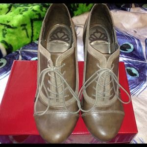 Brown oxford style heels