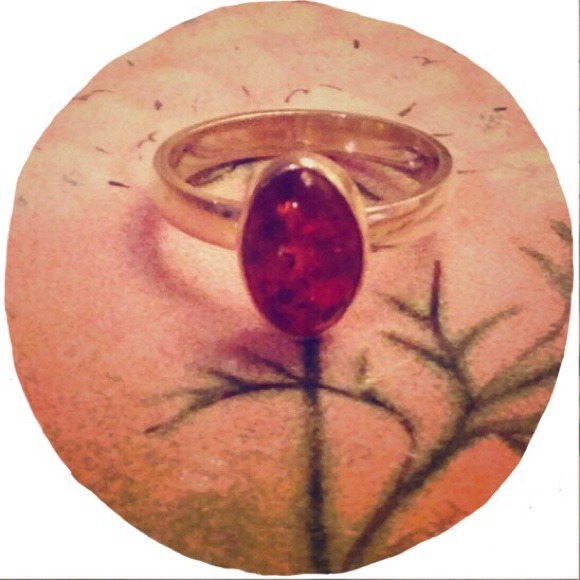 Jewelry - genuine Amber silver ring & wirewrapped pearl ring