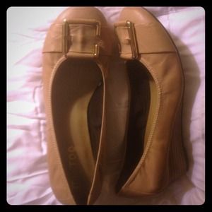 Nude kitten heel wedges!