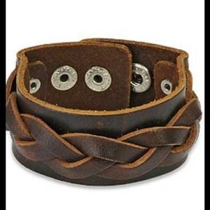 Genuine Brown 100% Leather, Wide Bracelet