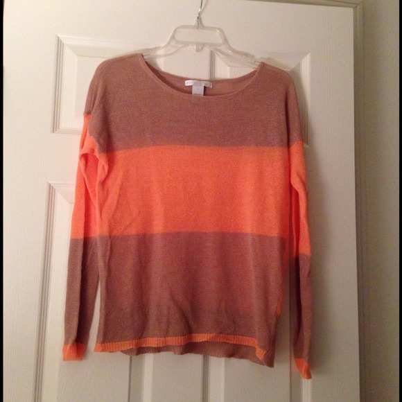 Coral and Tan Lightweight Sweater