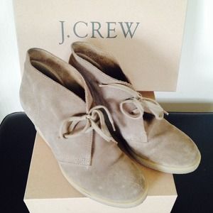 J. Crew Suede Lace-Up Wedge Boots