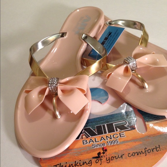 Bow tie flip flops rhinestone accents