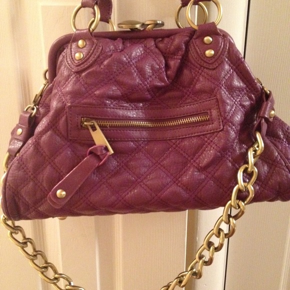 SOLD! Quilted purple bag with gold chain strap