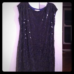Laundry- gorgeous sequin black shift dress & jeans