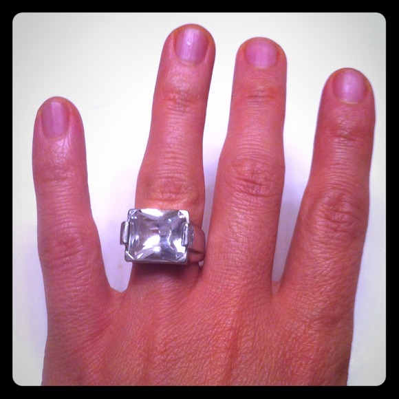 White stone on silver costume jewelry