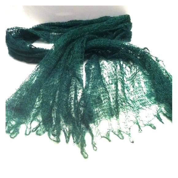 Emerald green elegant crocheted scarf
