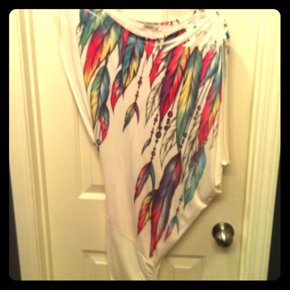 Cute feather print club or beach dress